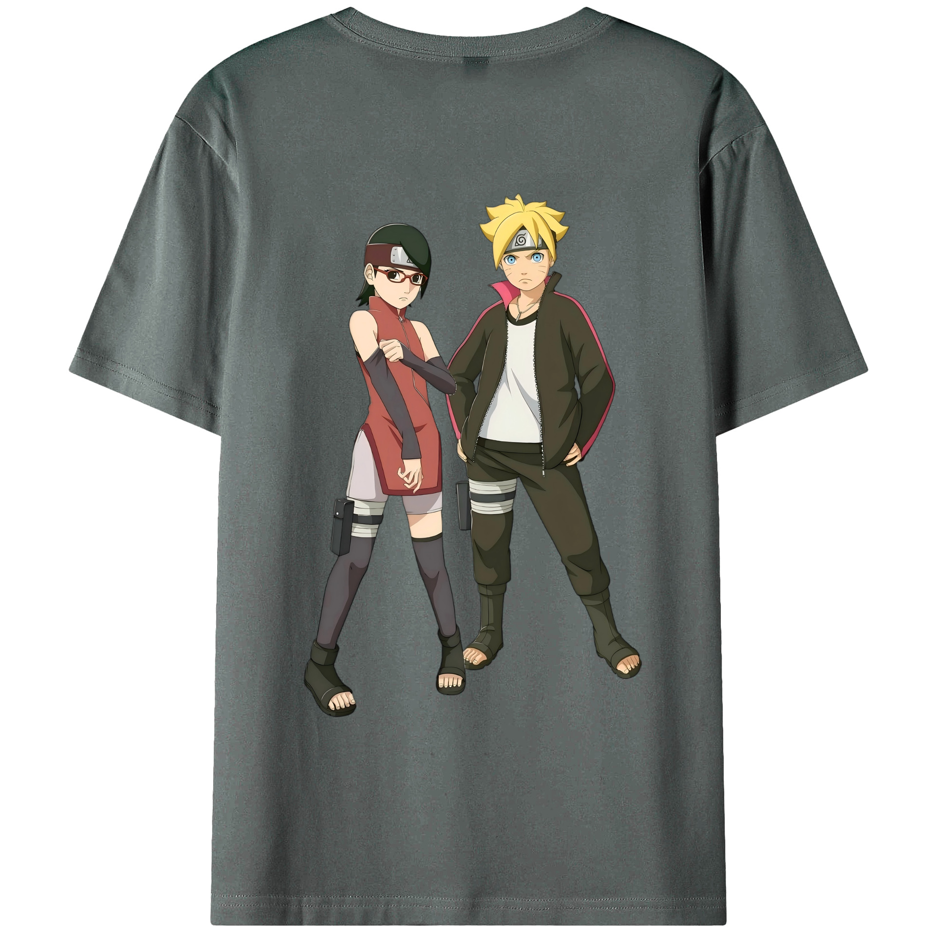 （画像用） NARUTO -ナルト- うずまき ボルト Uzumaki Boruto 綿100％ メンズ半袖Tシャツ（バックプリント） 通気性